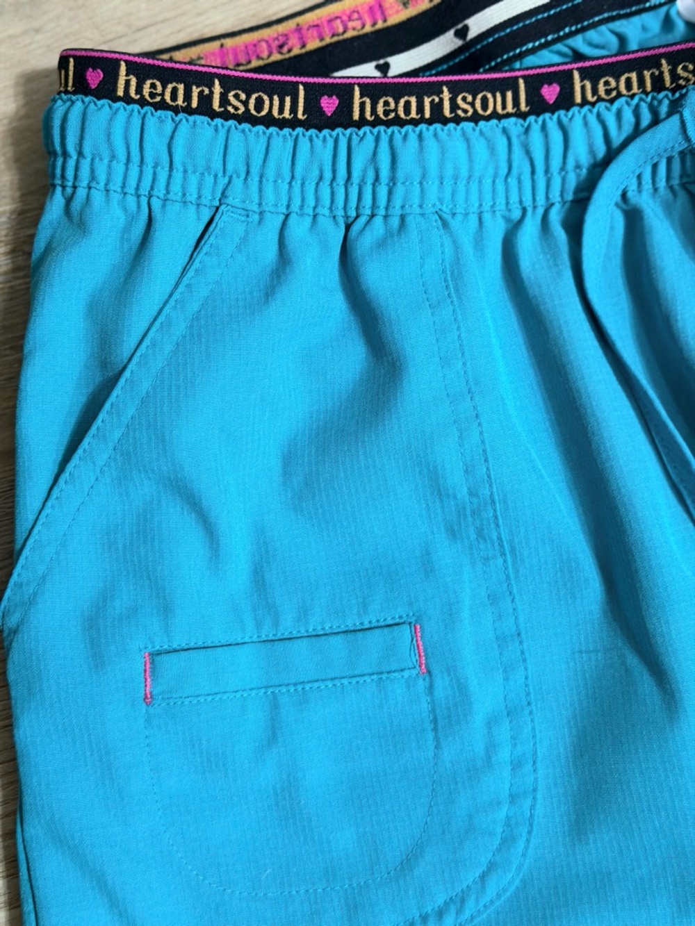 HeartSoul Women's Teal Elastic Drawstring Scrub Pants - Picture 3 of 8
